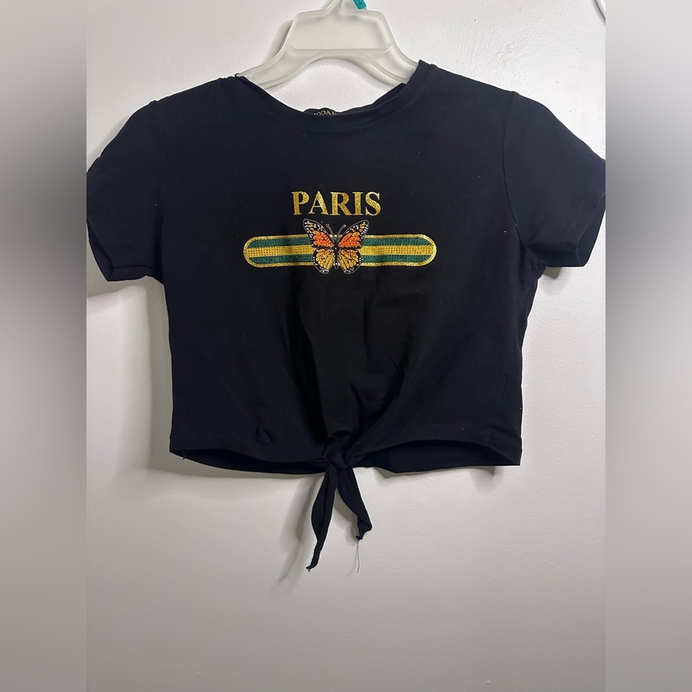 Black Kids Shirt with Butterfly Design